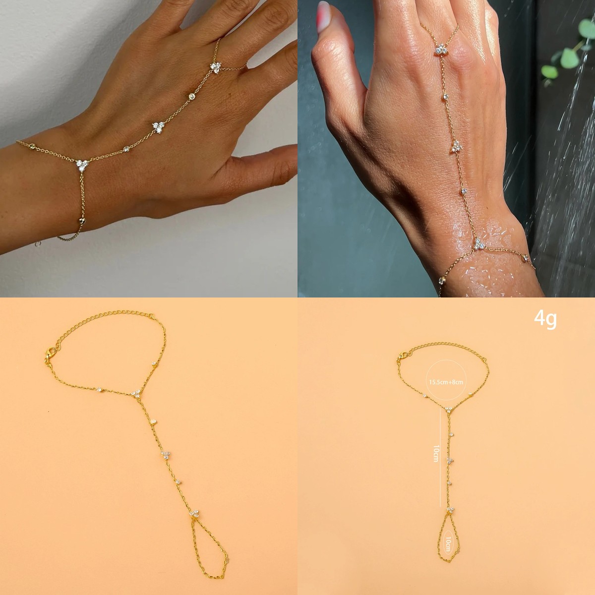 Women'S Accessories Amazon - Pulseira de Mão em Cristal Sem