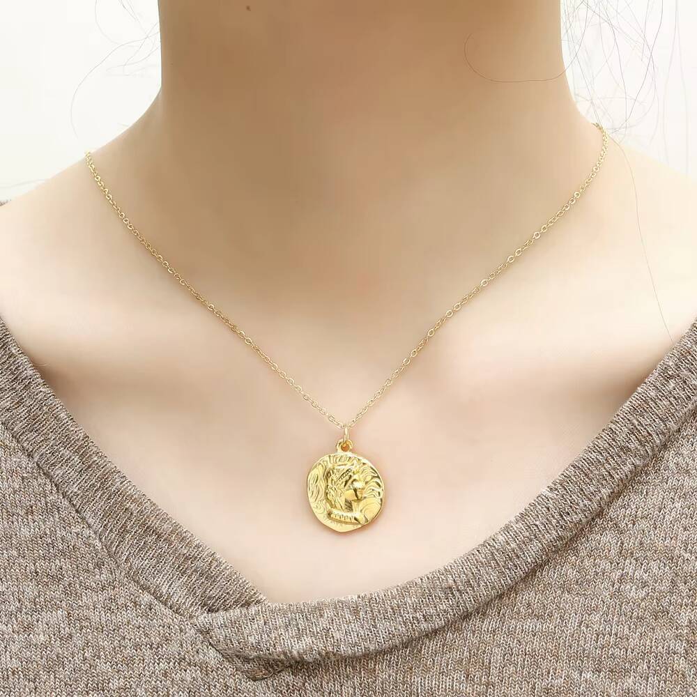 Coin Necklace Delicate - Aço inoxidável banhado a ouro rainha