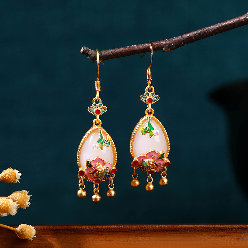 Women Accessories Earrings - Brincos de Jade Natural em Formato