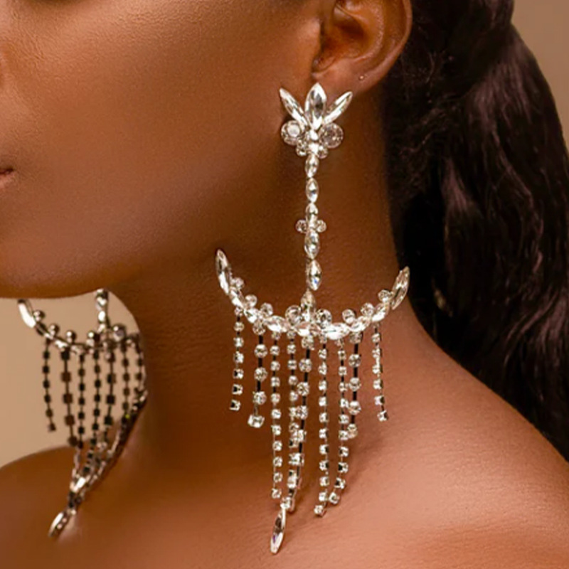 Women'S Accessories Amazon - Brincos femininos com strass, estilo exagerado,