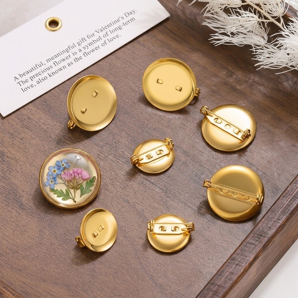 Brooch Pin Gold - 5 Peças de Broche Redondo Dourado