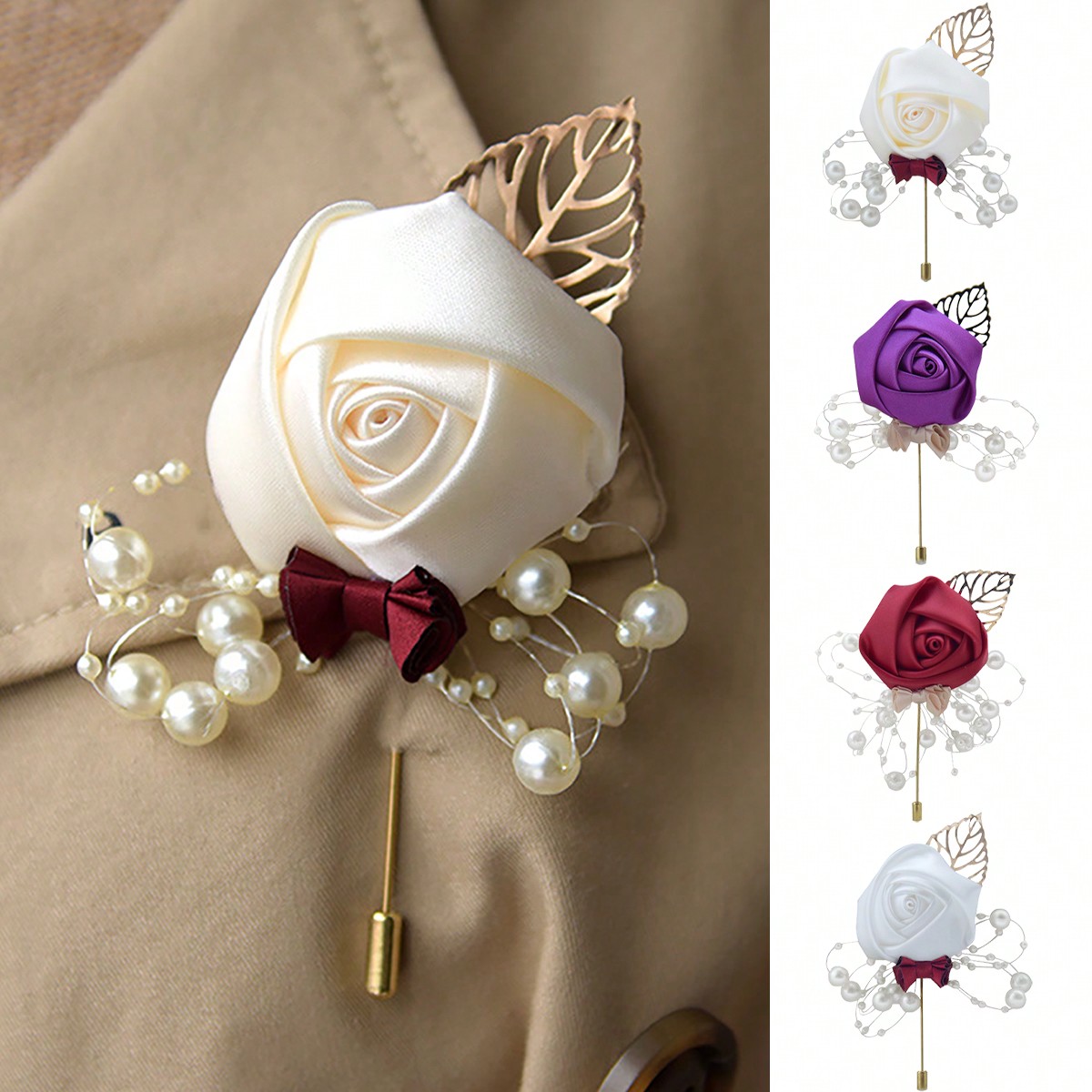 Brooch Pin Gold - 1 Peça de Boutonnière de Rosa