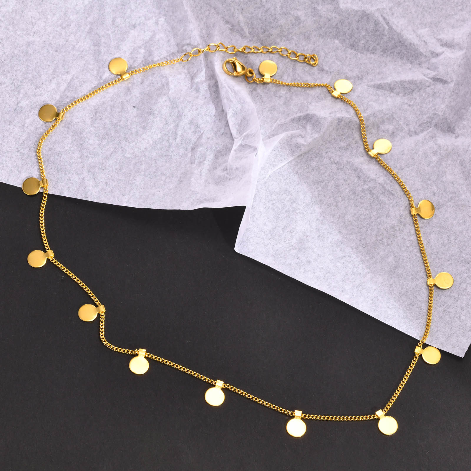 Coin Necklace Delicate - Colar delicado de disco de múltiplas