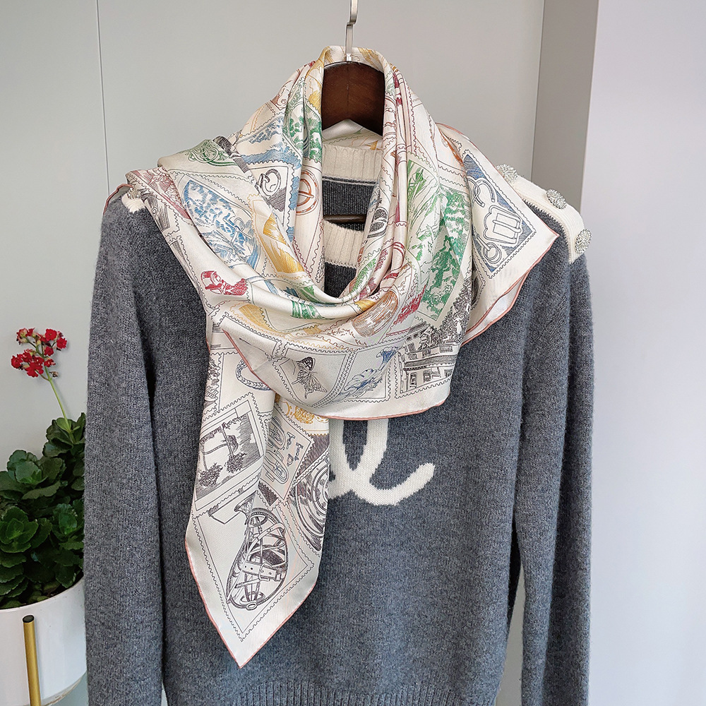 Lenço de seda de luxo 90cm mar - Women Accessories Brands avaliação e preço