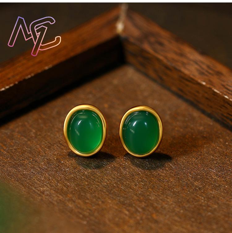 Brincos de jade natural verde  - Women'S Ear Accessories avaliação e preço