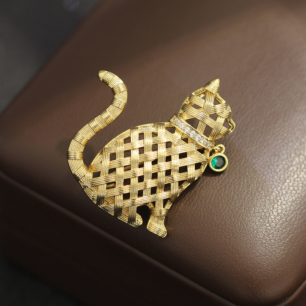 Broche de Gatinho Dourado com  - Brooch Pin Gold avaliação e preço