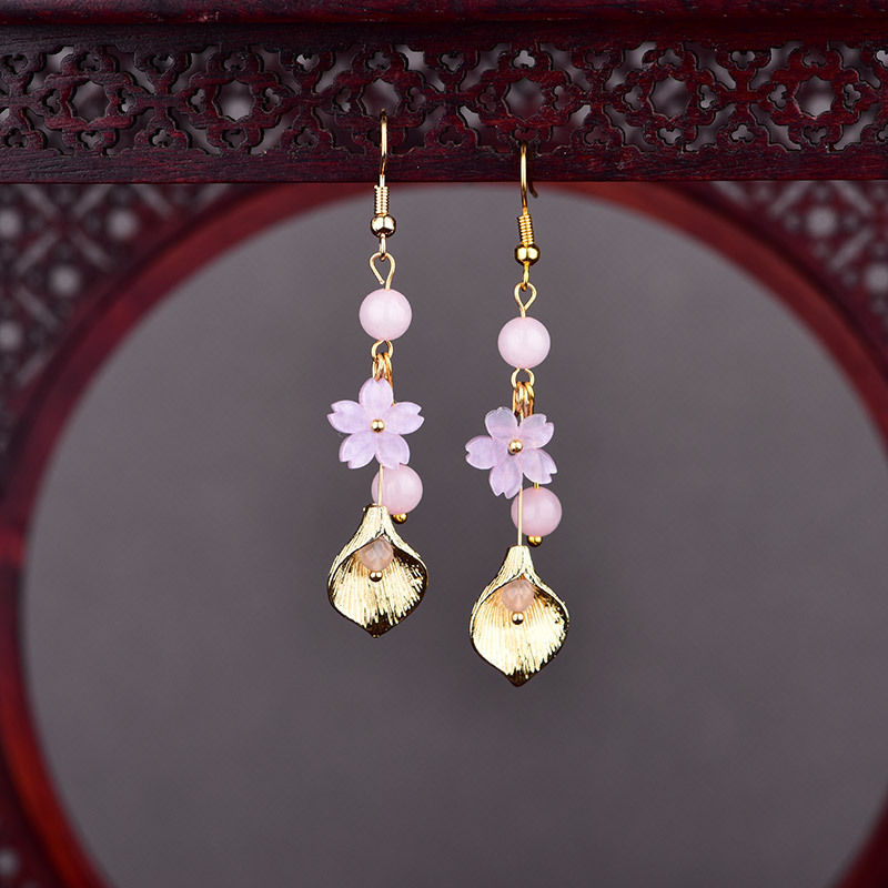 Rosa natural jade flor brincos - Women Accessories Earrings avaliação e preço