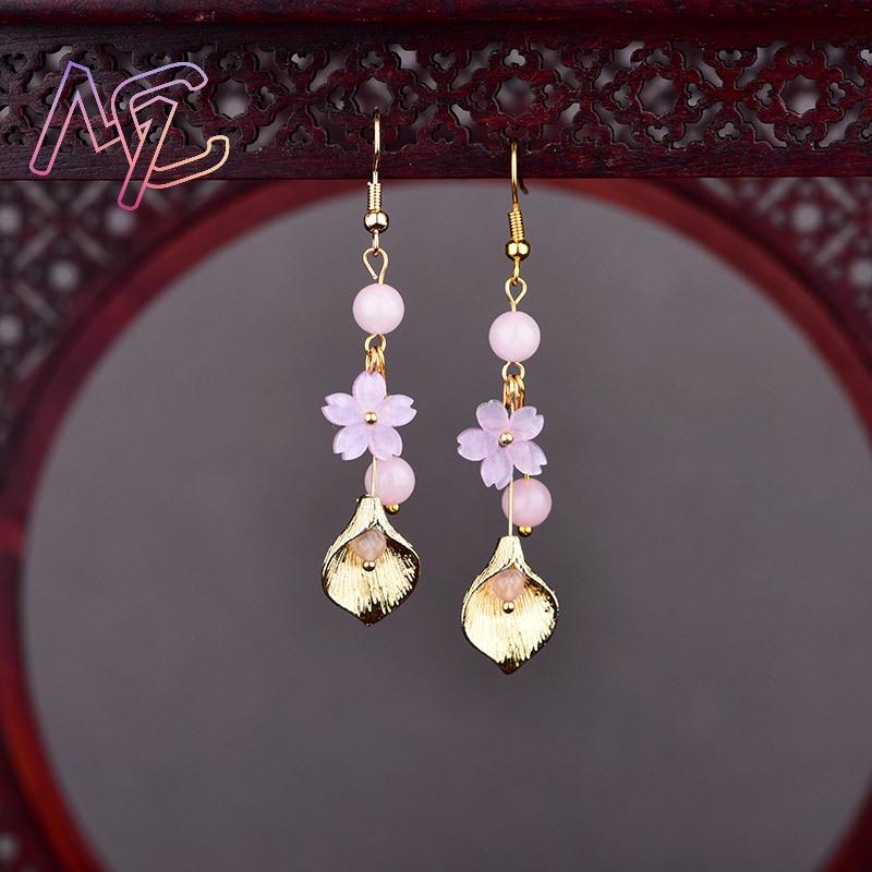 Rosa natural jade flor brincos - Women Accessories Earrings avaliação e preço