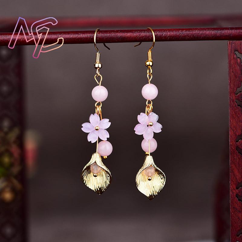 Rosa natural jade flor brincos - Women Accessories Earrings avaliação e preço