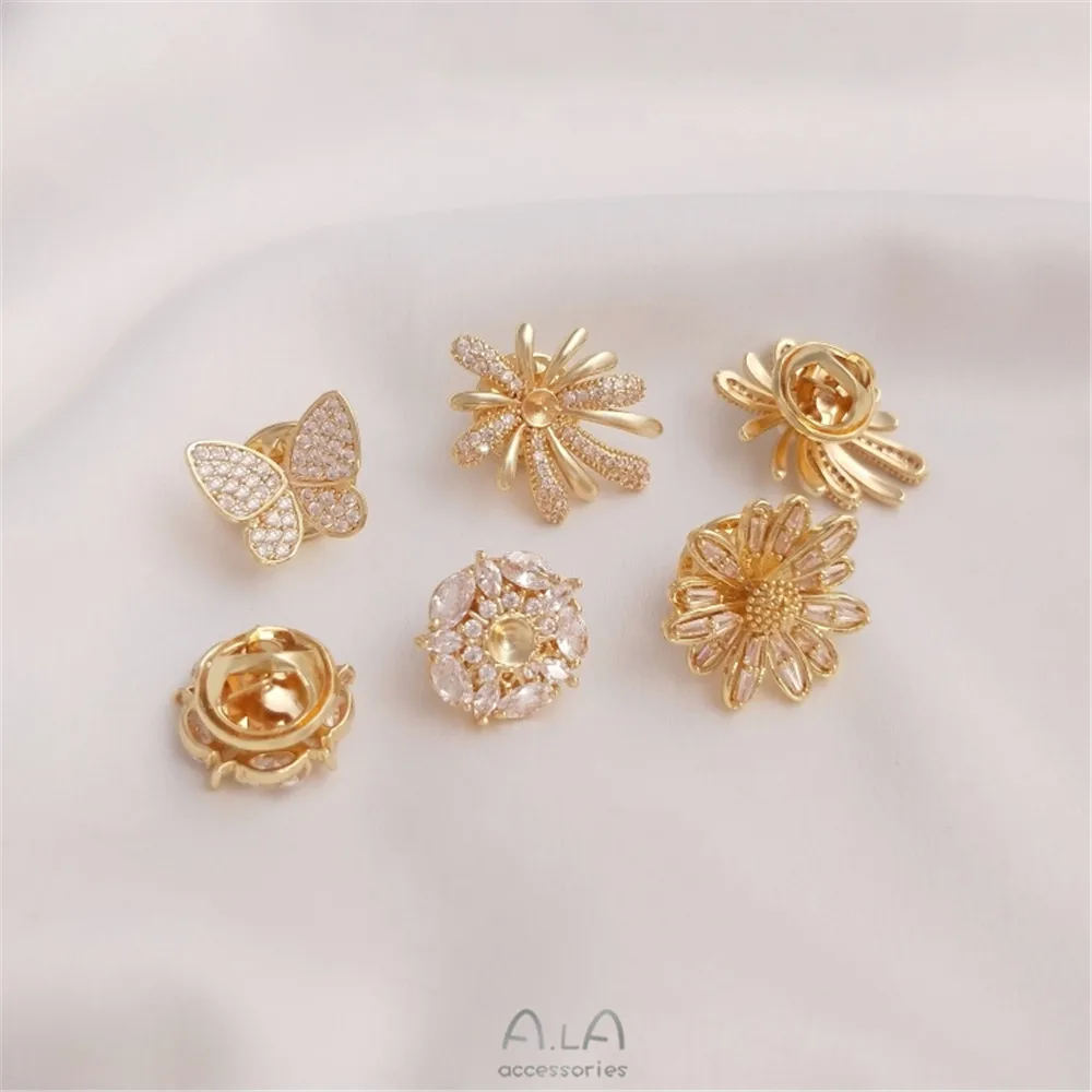 14k banhado a ouro micro incru - Brooch Pin Gold avaliação e preço