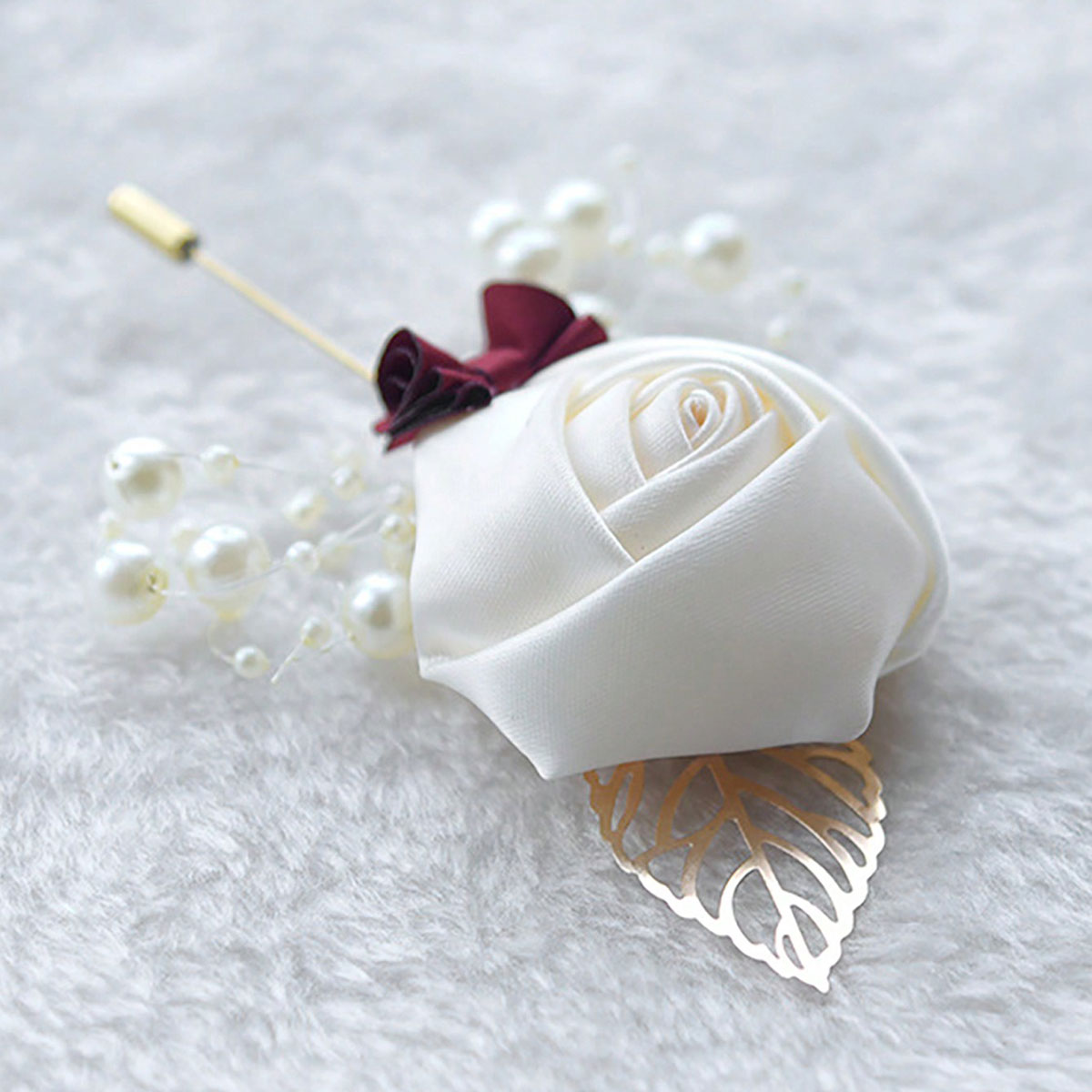 1 Peça de Boutonnière de Rosa  - Brooch Pin Gold avaliação e preço